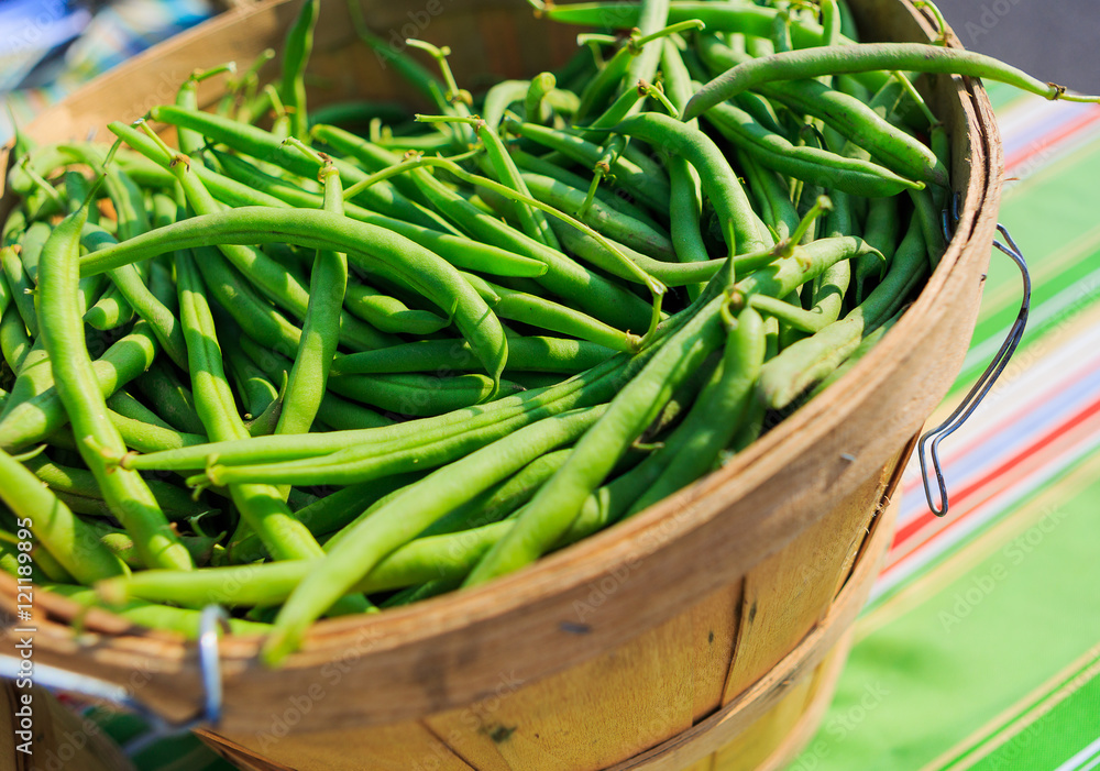 Fresh Vegetables at farmer's market including beans, squash, let Fresh Vegetables at farmer's market including beans, squash, let