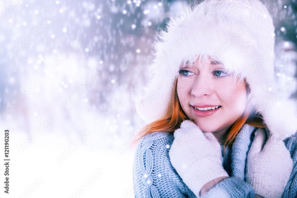 Beautifull woman on the winter background Beautifull woman on the winter background