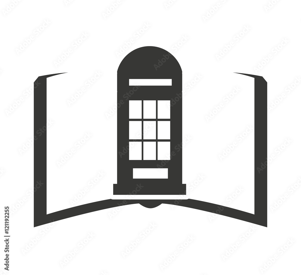 london telephone cabin with education icon vector illustration design