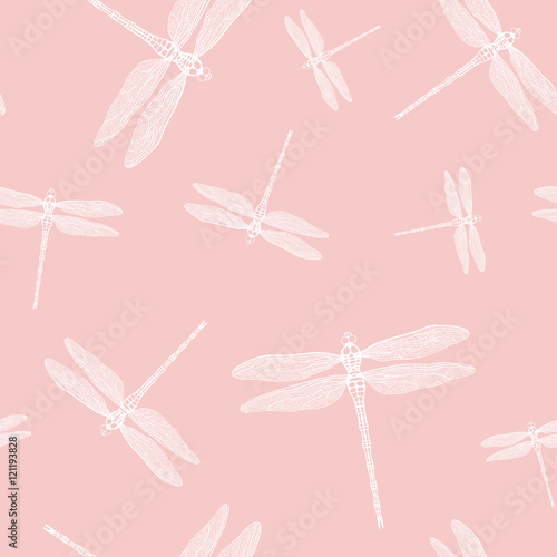 seamless pattern from flying dragonfly