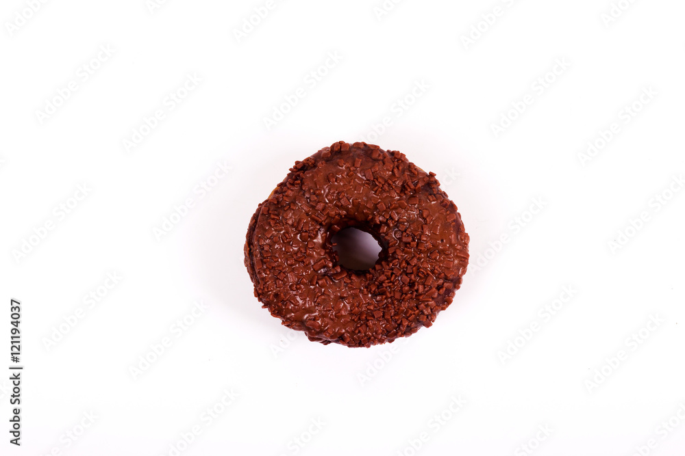 Tasty chocolate doughnut on a white background Tasty chocolate doughnut on a white background