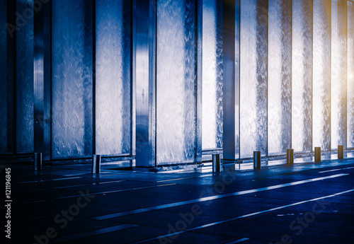 detail of glass architectures in blue tone.