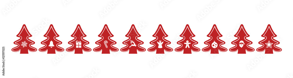 red christmas trees in a raw isolated background red christmas trees in a raw isolated background