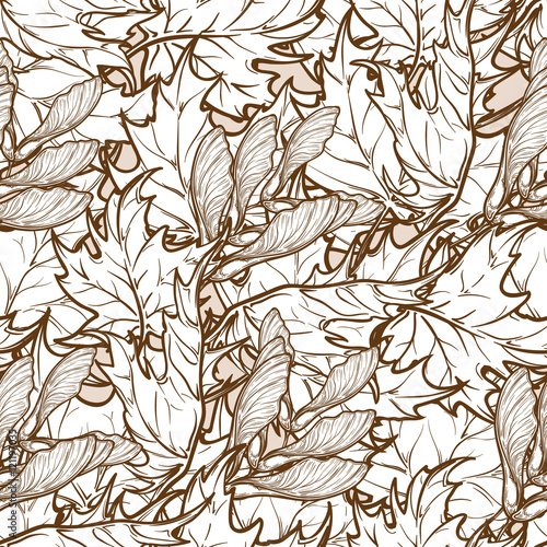 Autumn maple leaves seamless pattern