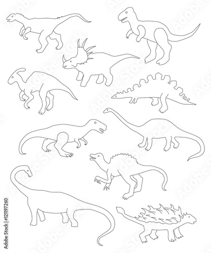 Vector Set Of Different Cartoon Dinosaurs