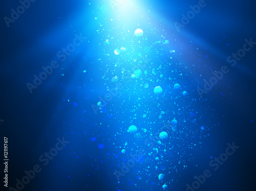 Abstract blue water background with sunbeams, backgrounds for your design