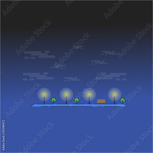 Graden at night landscape outline vector