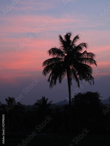 Colorful evening sky in Hampi  India