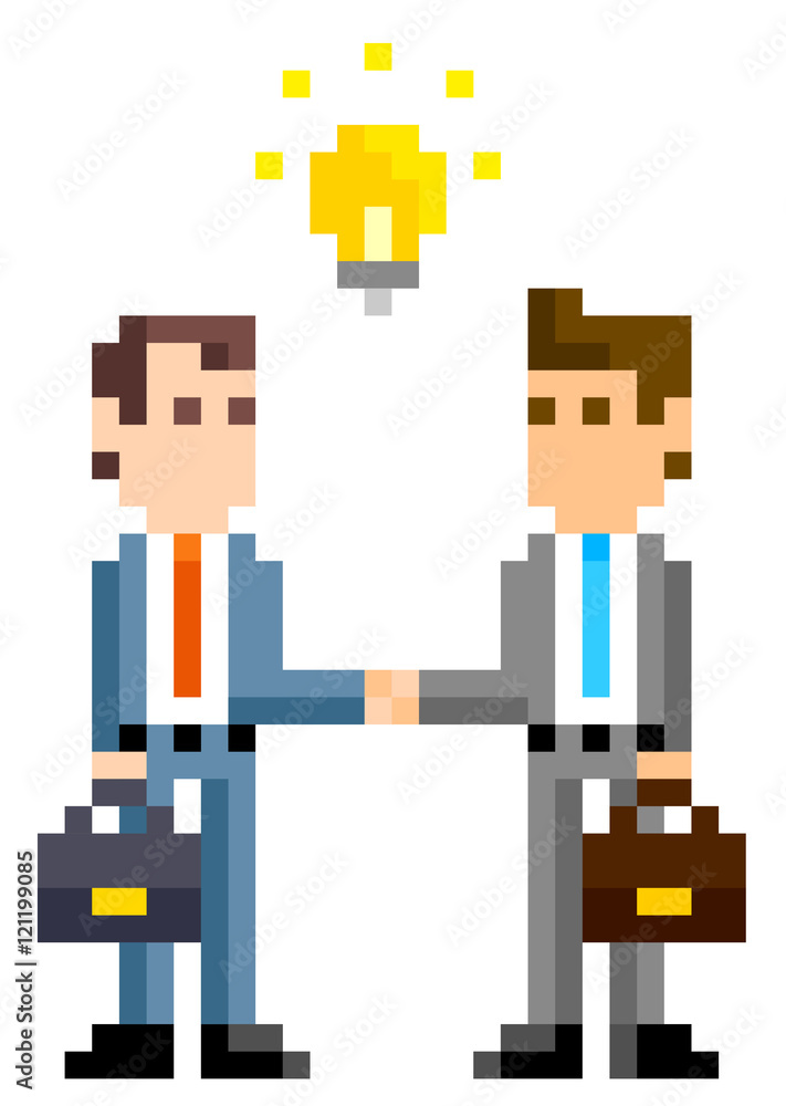 ピクセルイラスト 握手するビジネスマン Stock Vector Adobe Stock