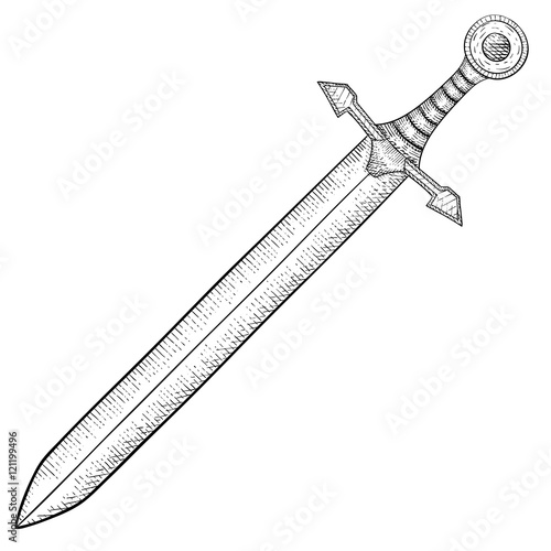 Sword. Hand drawn sketch