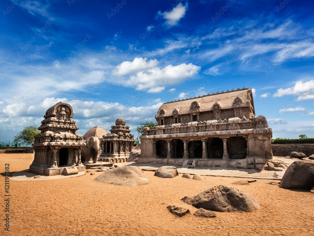 Five Rathas. Mahabalipuram, Tamil Nadu, South India