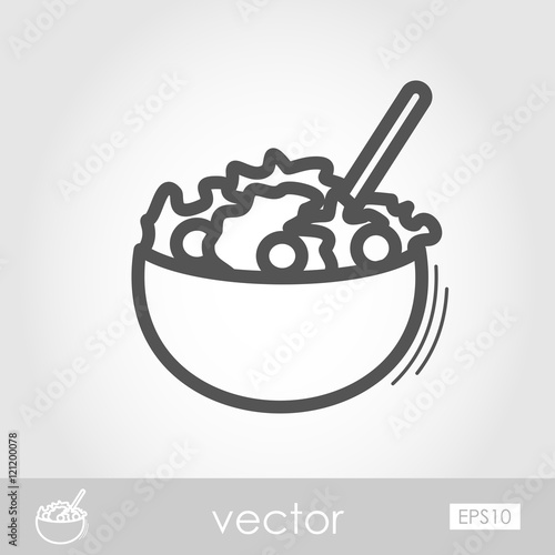 Salad bowl outline icon. Harvest. Thanksgiving