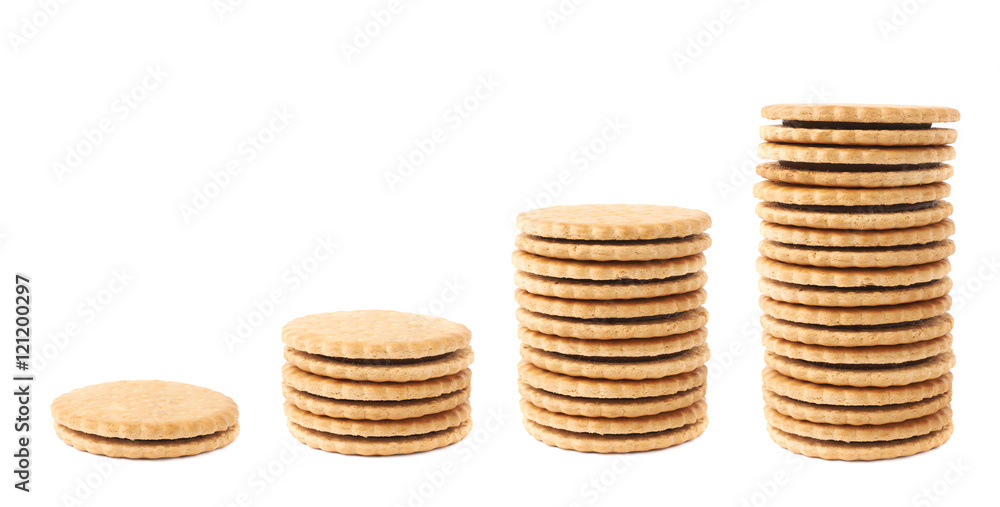 Stack of cookies isolated over the white background Stack of cookies isolated over the white background