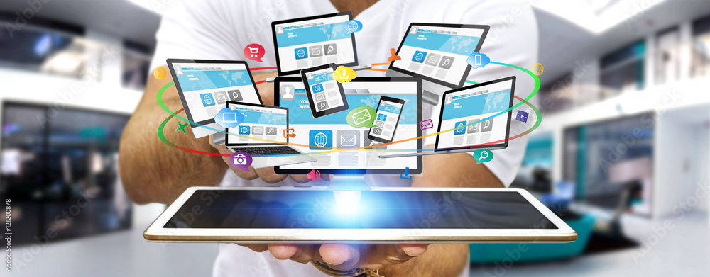 Businessman holding tech device in his hand Businessman holding tech device in his hand