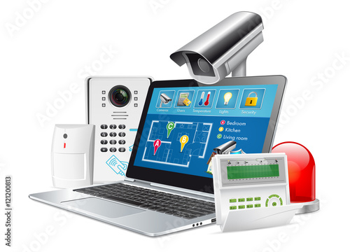 Access control concept - home security system

