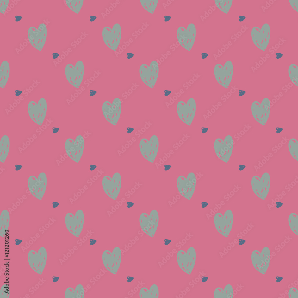 Doodle seamless pattern with hearts Doodle seamless pattern with hearts