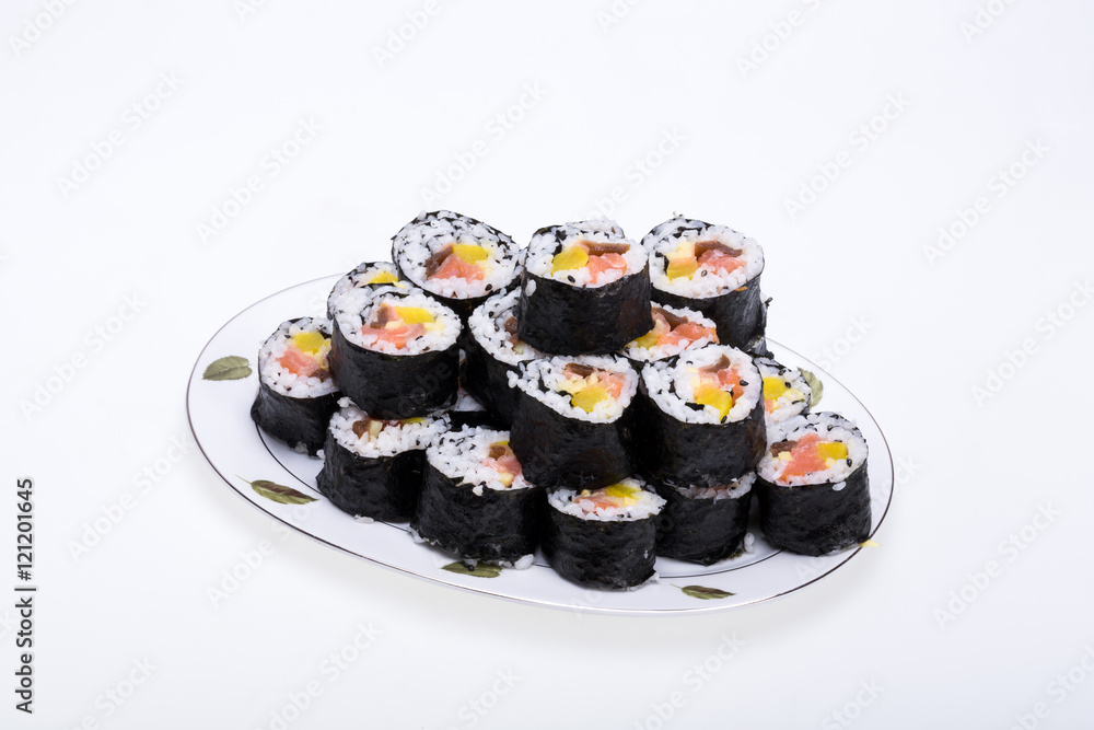 sushi fresh maki rolls isolated on white background sushi fresh maki rolls isolated on white background