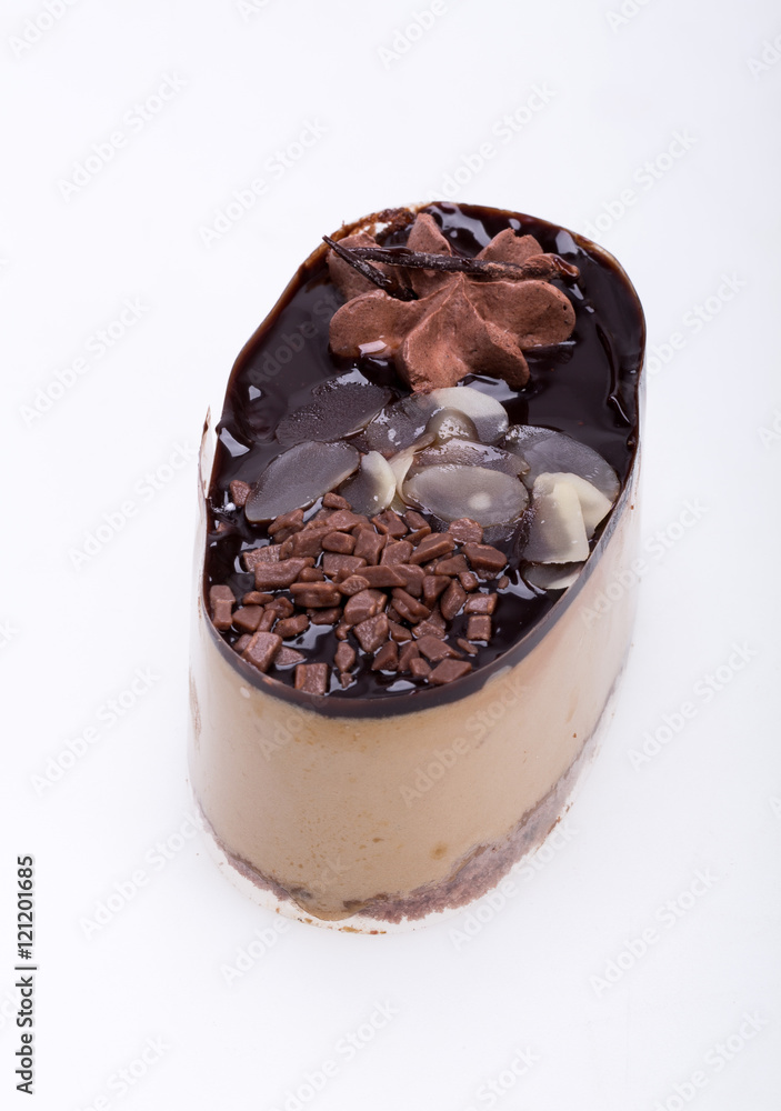Chocolate cake isolated on white background Chocolate cake isolated on white background