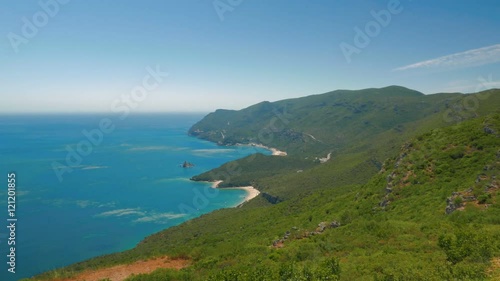 A panoramic view of the Arrábida coast, hill and beaches (Serra da Arrábida) in Setúbal, Portugal
 photo