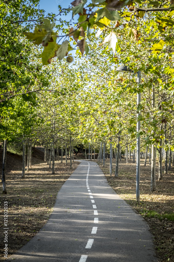 Bicycle route in Sant Cugat del Valles in Barcelona