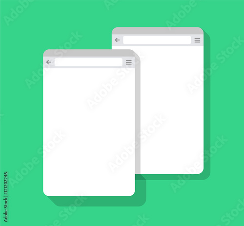 2 web mobile simple set of Browser window white, green background, flat