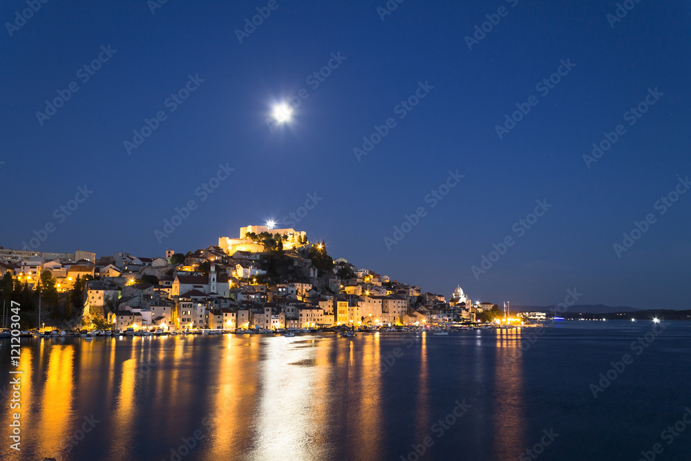 City Sibenik landscape at night,Croatia City Sibenik landscape at night,Croatia