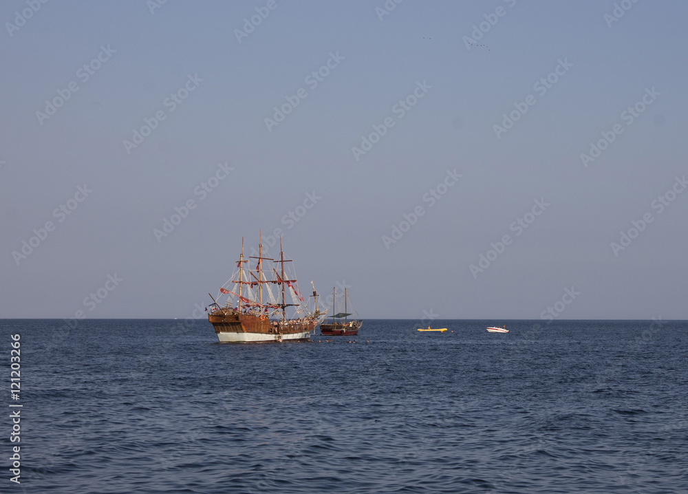 Pleasure yacht sailing on the Black Sea Pleasure yacht sailing on the Black Sea