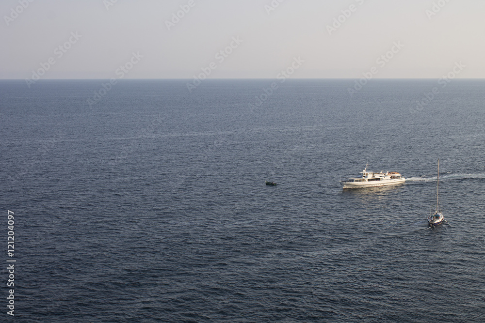 Sailboat on the Black Sea. Yalta, Crimea