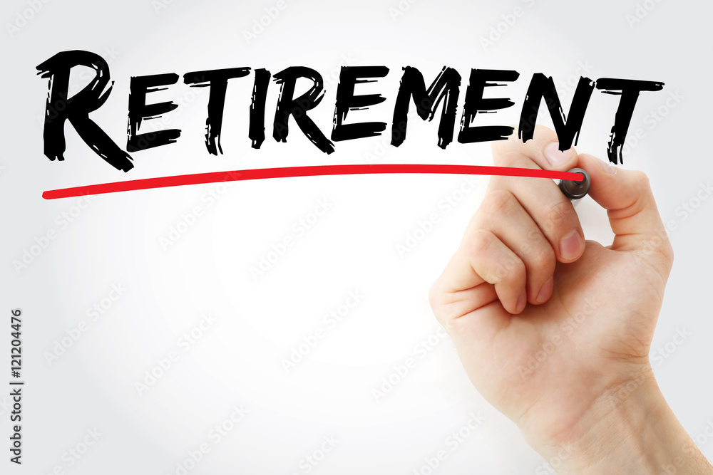Fototapeta premium Hand writing Retirement with marker, concept background