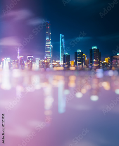Blurred view of cityscape in Shanghai,China. © fanjianhua