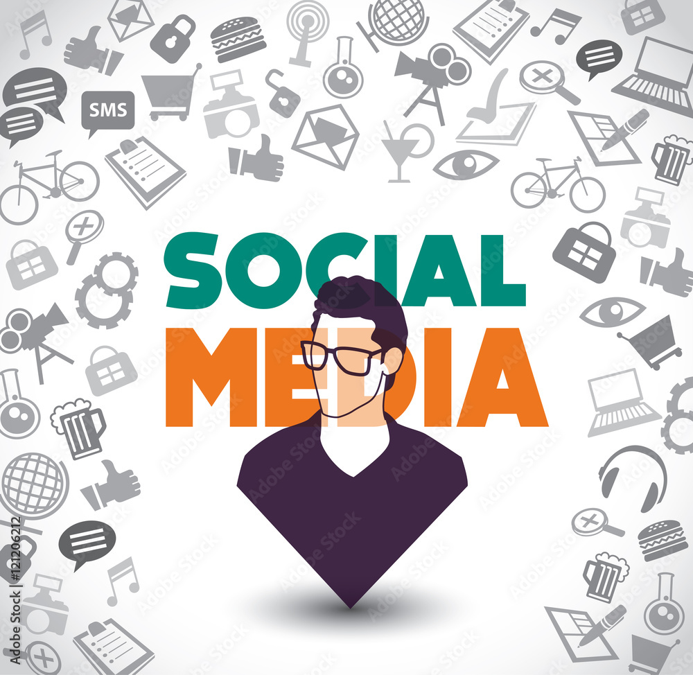 Social media icons with people