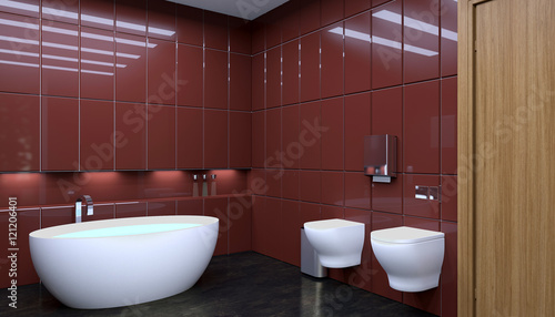 Bathroom lonely bachelor apartment. 3D visualization