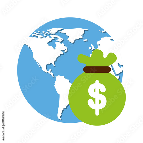 global planet with economy icon vector illustration design