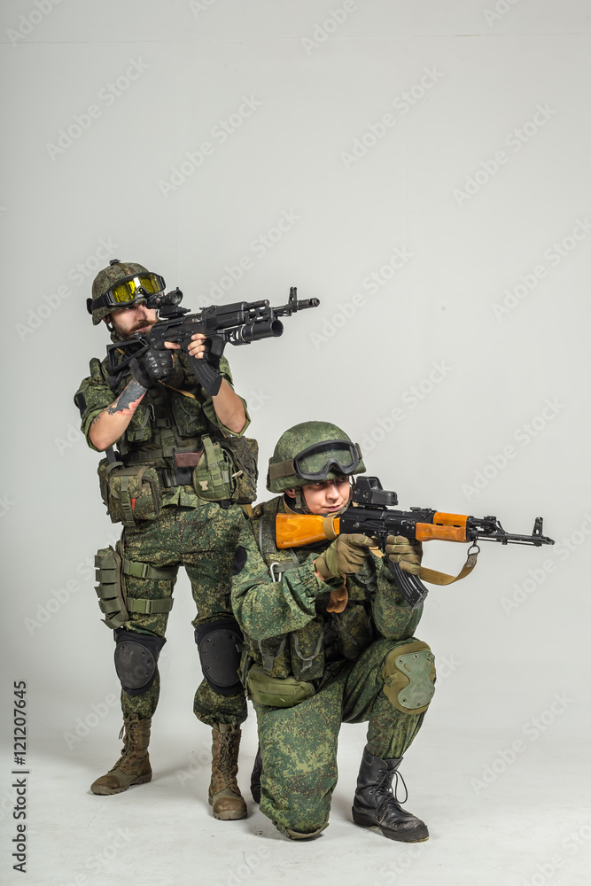 Group of russian soldiers on white background Group of russian soldiers on white background