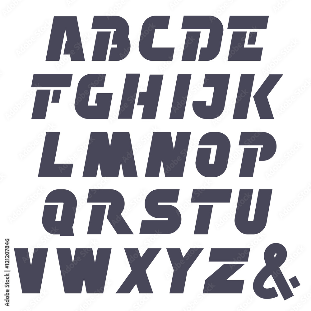 Vector dark font alphabet - simple capital letters