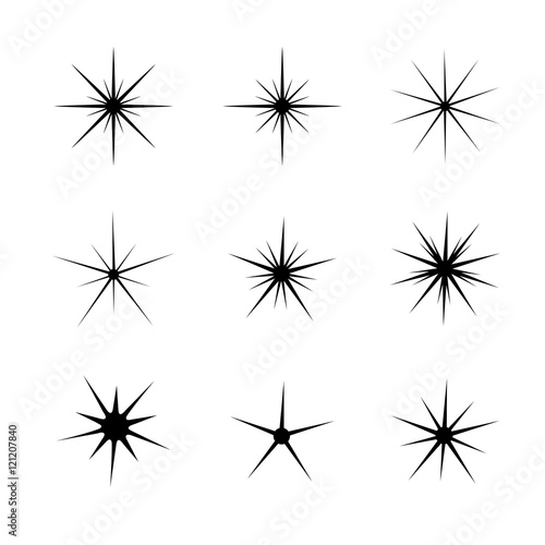 Vector sparkles black symbols - star glitter  stellar flare