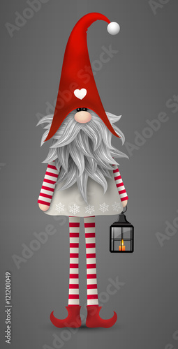 Traditional scandinavian christmas gnome, Tomte, illustration