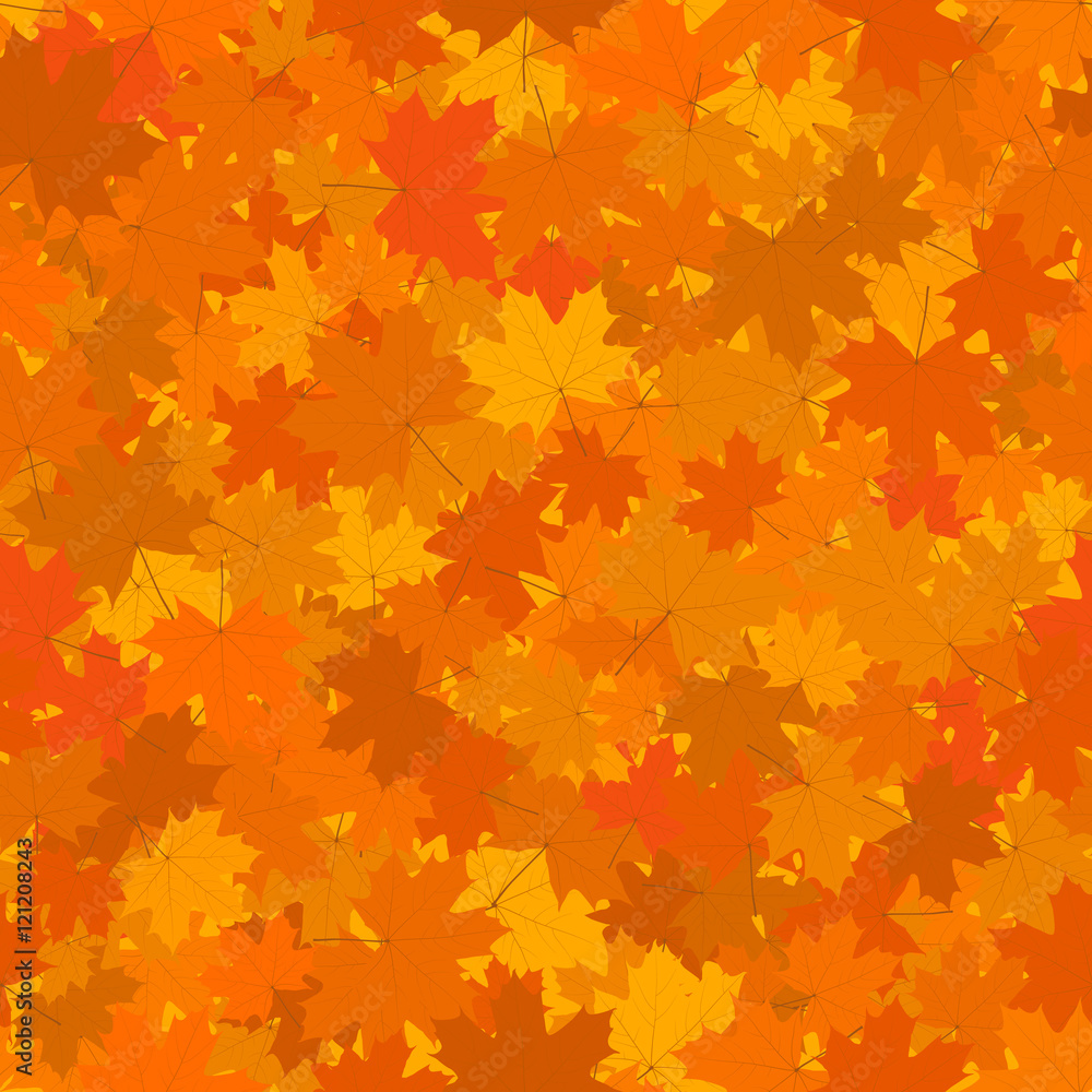Autumn Seamless Background, Fallen Yellow and Orange Maple Leaves, Vector Illustration Autumn Seamless Background, Fallen Yellow and Orange Maple Leaves, Vector Illustration