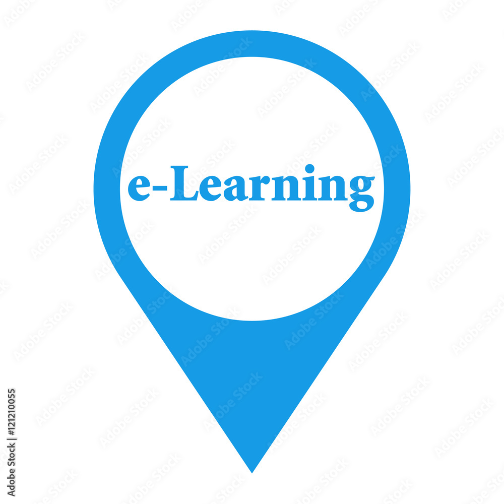 Icono plano localizacion texto e-Learning azul Icono plano localizacion texto e-Learning azul