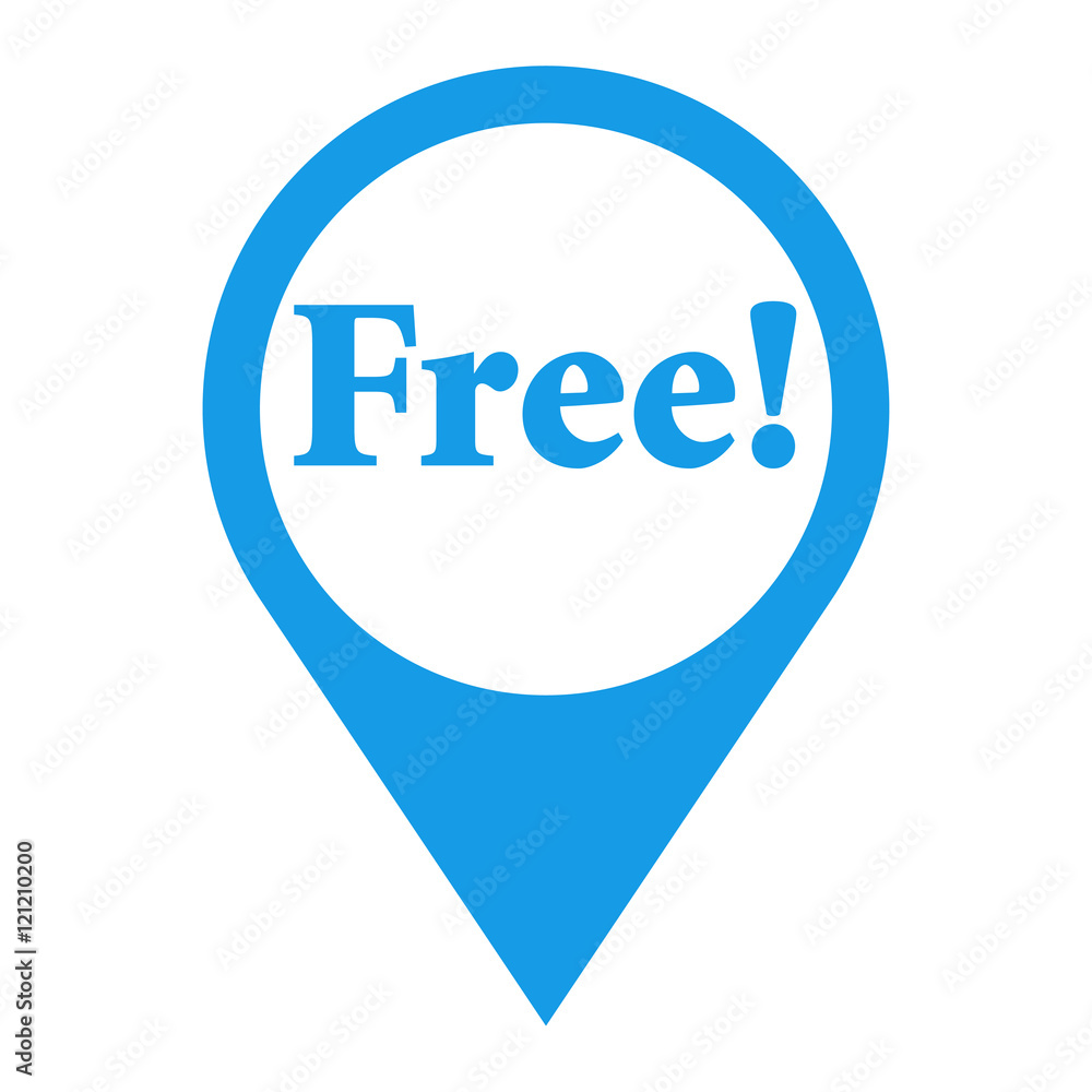 Icono plano localizacion texto Free! azul Icono plano localizacion texto Free! azul