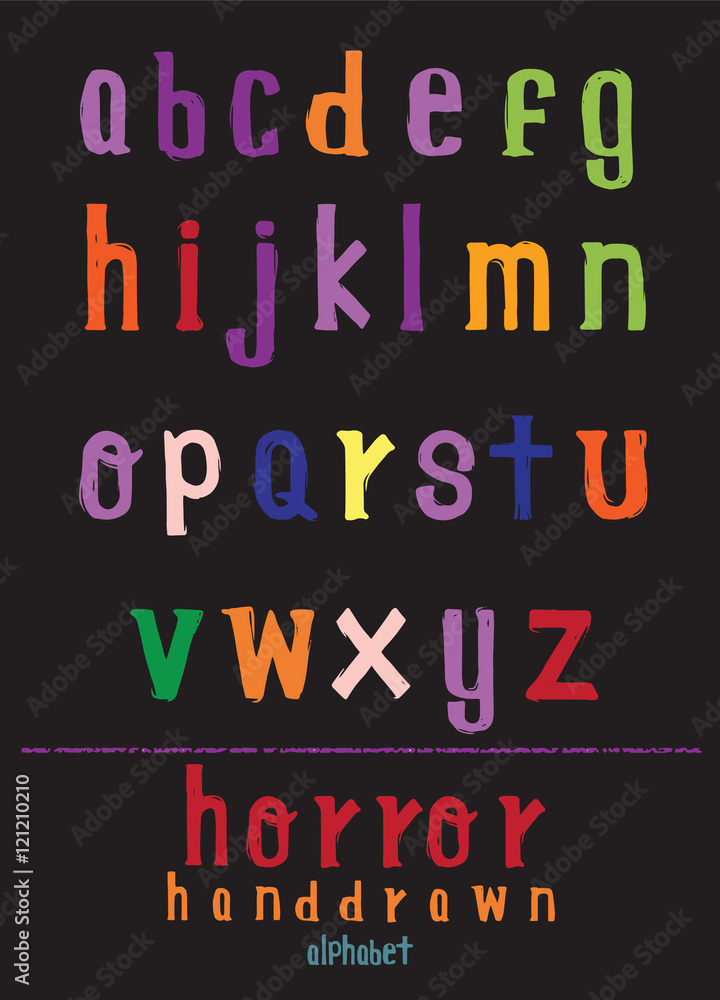 Fototapeta Vector alphabet. Hand drawn letters. Letters of the alphabet wri