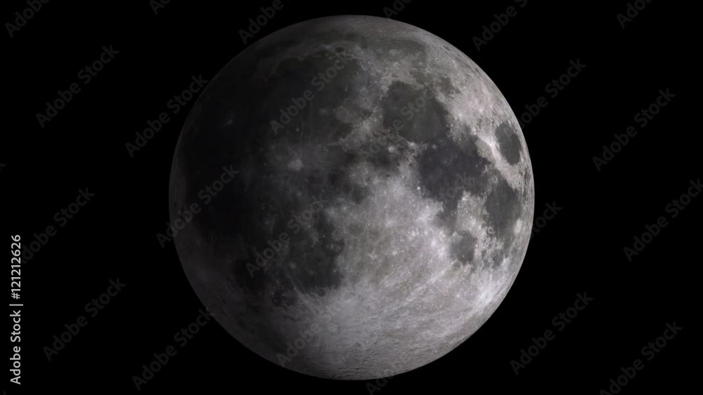 Loopable W/Alpha: Moon Phases / Moon Surface / Lunar Surface. Moon phases with visible shaded areas. Libration in horizontal axis. 14-seconds loop with alpha-matte. Isolated on black background. Loopable W/Alpha: Moon Phases / Moon Surface / Lunar Surface. Moon phases with visible shaded areas. Libration in horizontal axis. 14-seconds loop with alpha-matte. Isolated on black background.
