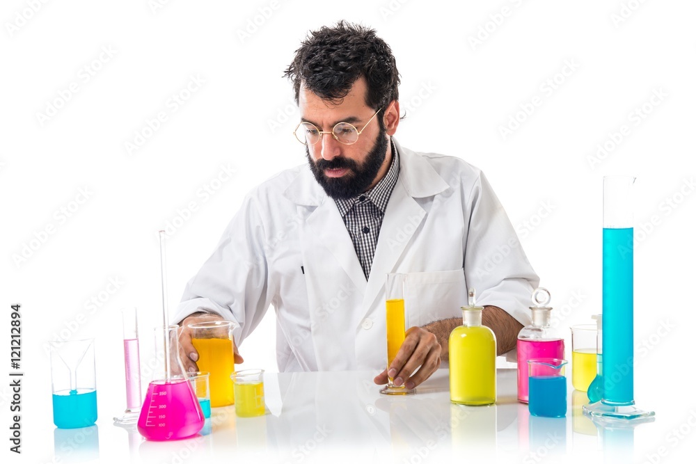 Scientist man with test tubes Scientist man with test tubes