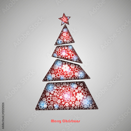 Winter vector background silhouette of the Christmas tree incision in the paper with space for your text. Season backdrop. Winter template.