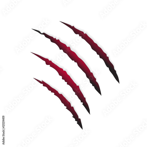 Red Claw Scratching Wild Animal. Vector