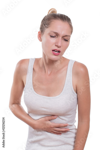Young woman is having stomach ache © emilijamanevska