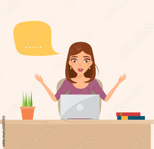 Business woman excited in job character. Business people vector.