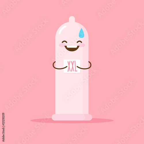 Vector cartoon big size condom illustration.