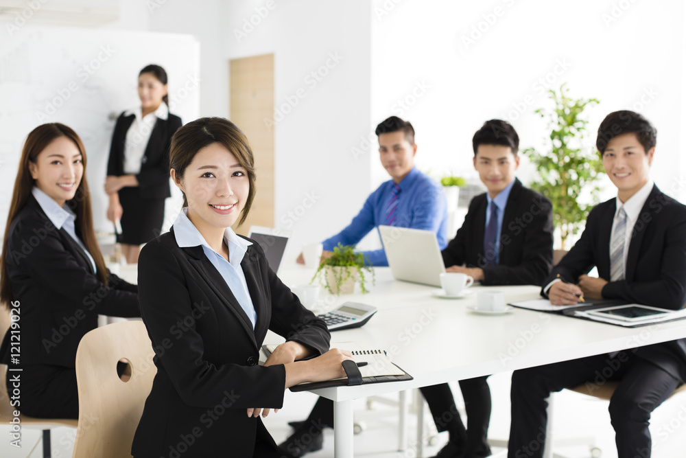 Group of happy young business people in meeting Group of happy young business people in meeting