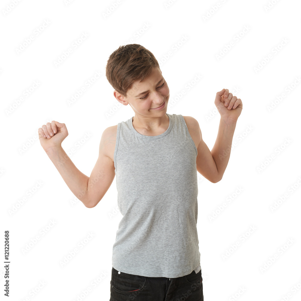 Cute teenager boy over white isolated background Cute teenager boy over white isolated background